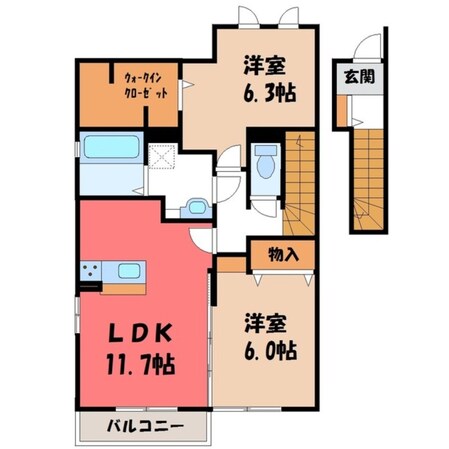 栗橋駅 徒歩42分 2階の物件間取画像